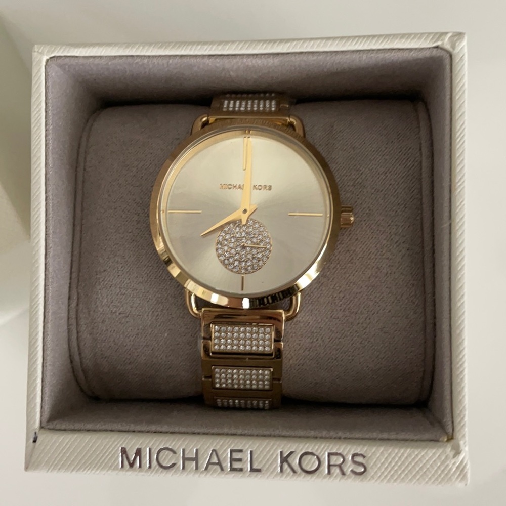 Michael Kors BNIB Portia Gold Tone Rhinestones Watch